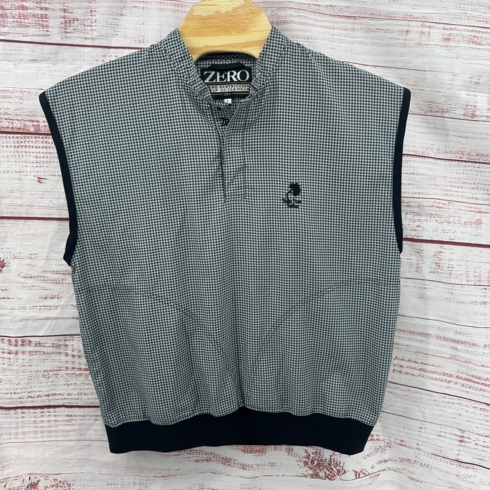 Zero Restriction Golf Outerwear Vest‎ Mens Large Houndstooth Quarter Zip